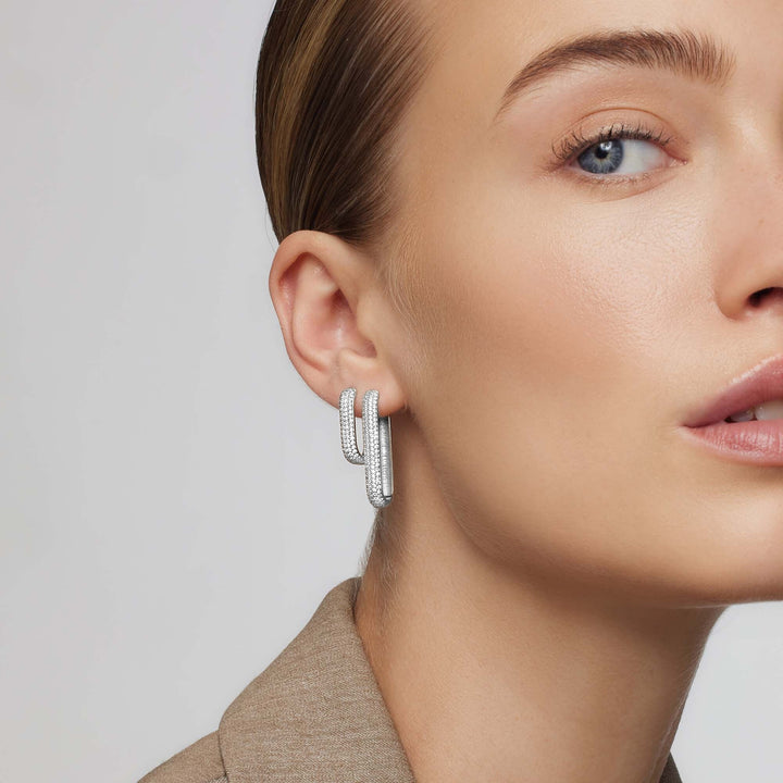 Icon Pavé Hoops | Wit Goud