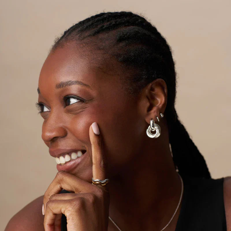 Statement Interlocking Oorbellen | Wit Goud