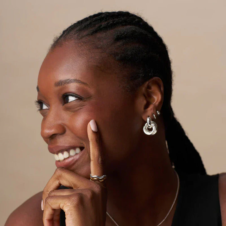 Statement Interlocking Oorbellen | Wit Goud