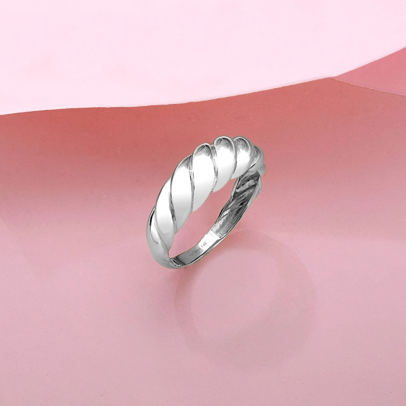 Croissant Ring | Wit Goud