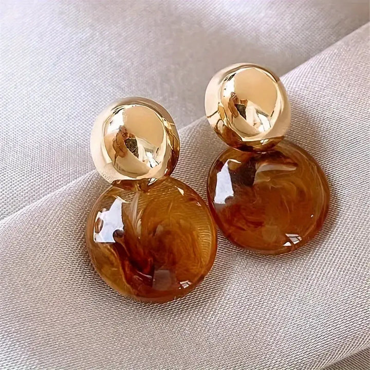 Aurélie Amber Dangle Oorbellen | Goud