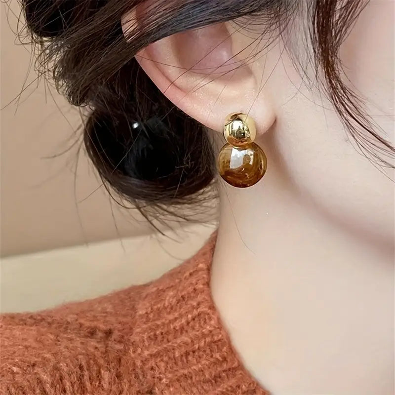 Aurélie Amber Dangle Oorbellen | Goud