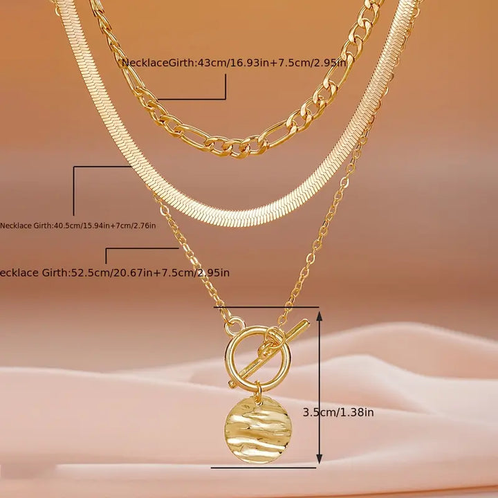 Savira Textured Coin Laag Necklace | Goud