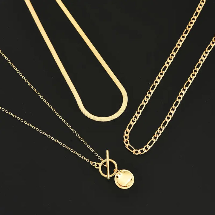Savira Textured Coin Laag Necklace | Goud
