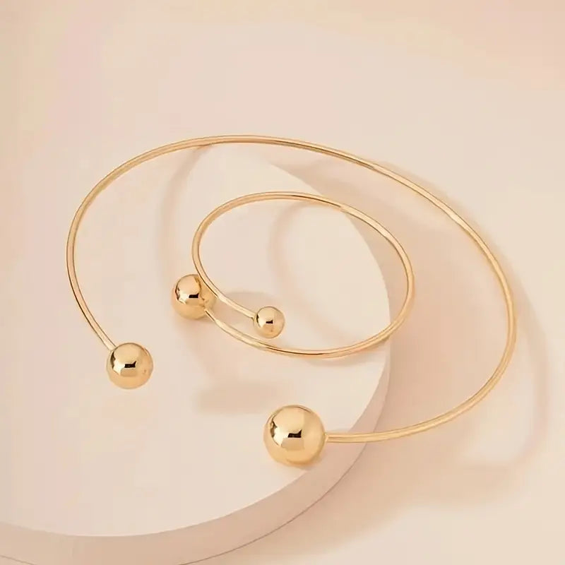 Minimalistische Gloeiende Kraag & Manchet Armband Set | Goud