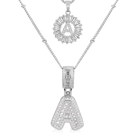 Moissaniet initialen ketting set | Wit Goud