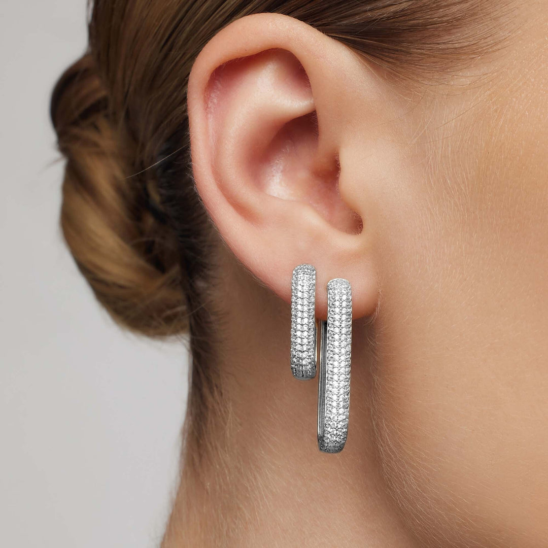 Icon Pavé Hoops | Wit Goud