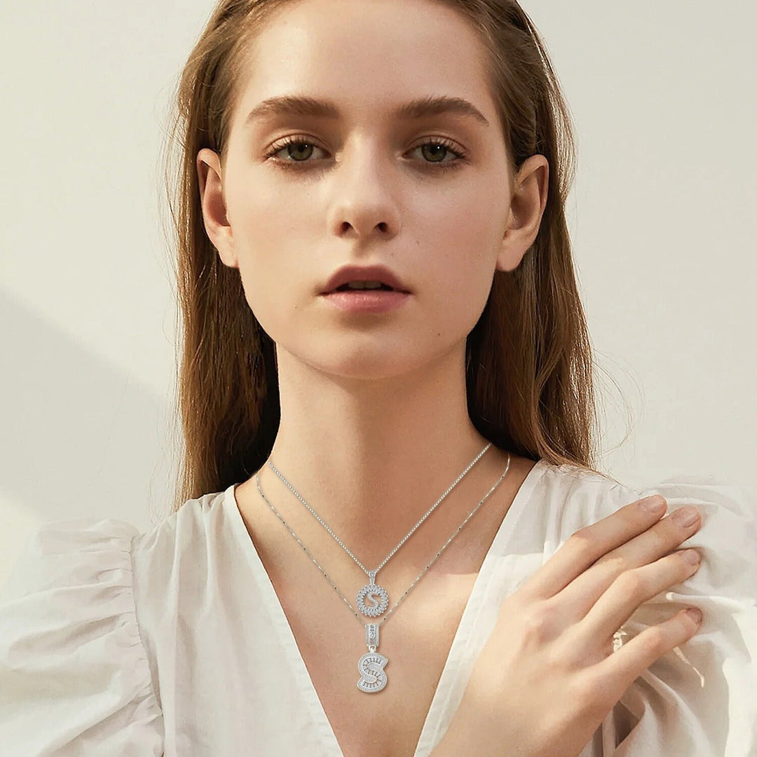 Moissaniet initialen ketting set | Wit Goud