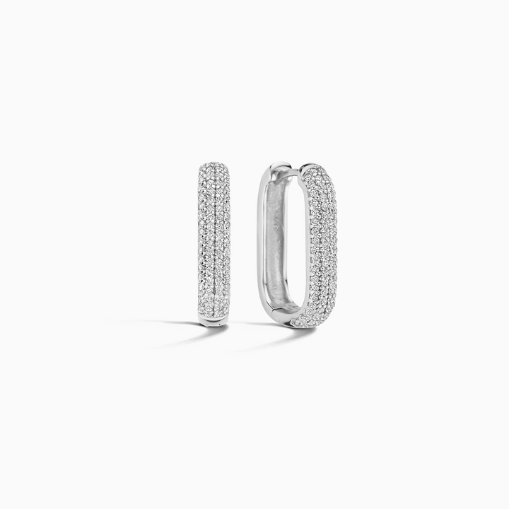 Icon Pavé Hoops | Wit Goud