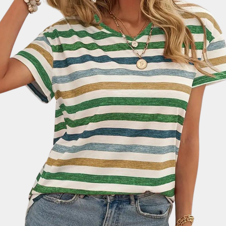 Aika - Trendy Gestreepte T-shirt voor Vrouwen in Casual Stijl
