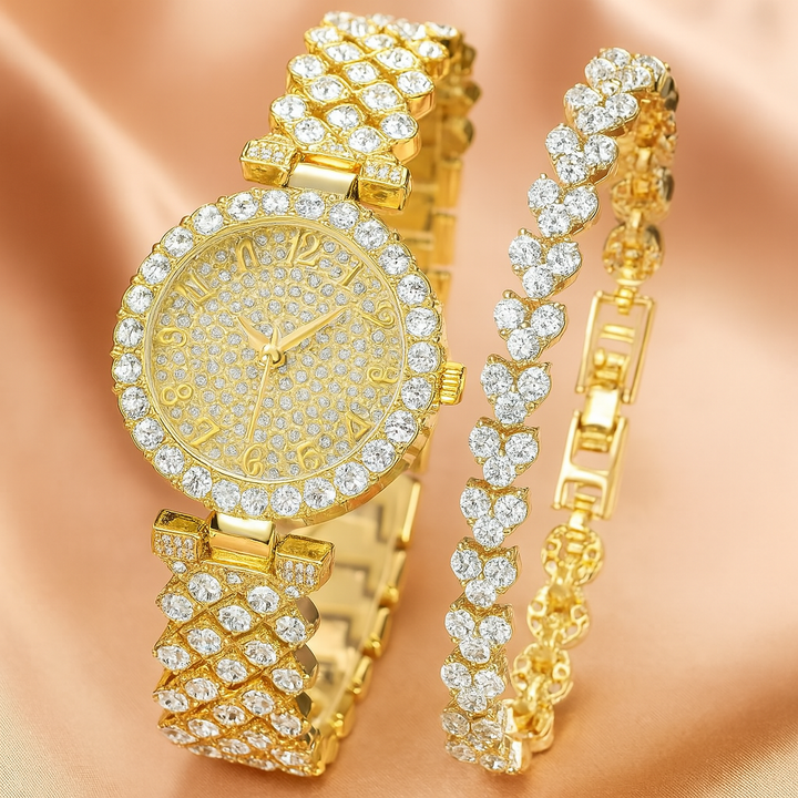 Luxe Radiance Gouden Horloge & Armband Set | Goud