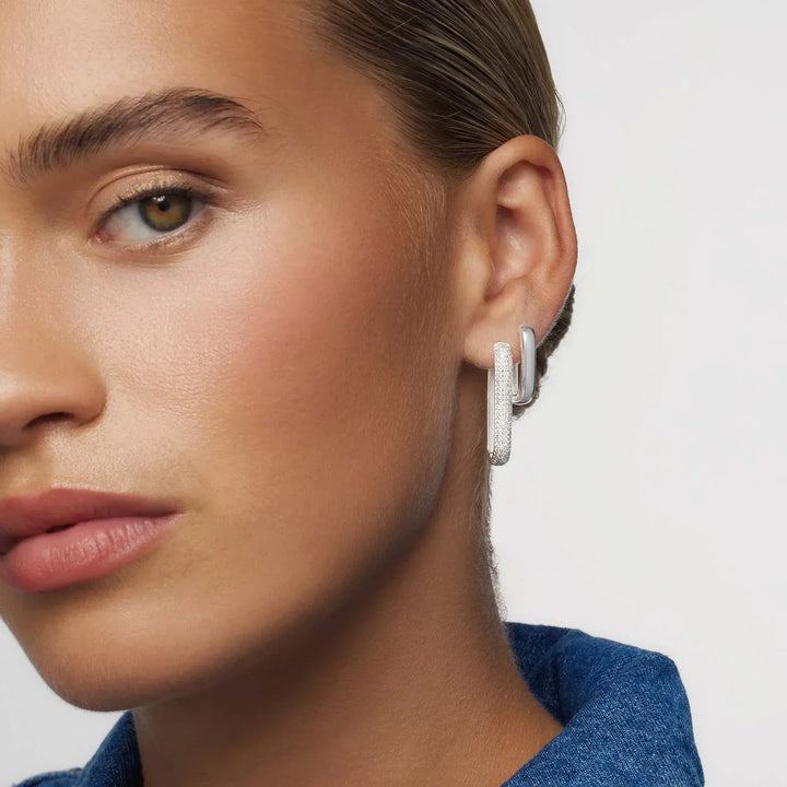 Grote Icon Pavé Hoops | Wit Goud