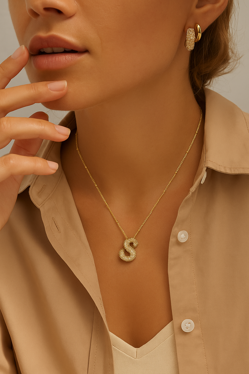 Bubble letter initialen ketting set | Goud