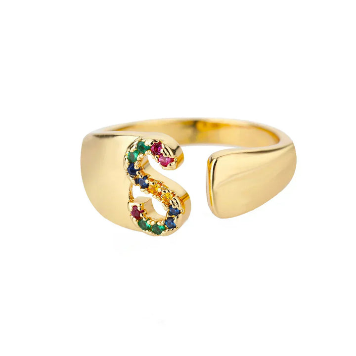 Shine - Gouden RVS Initial Ring