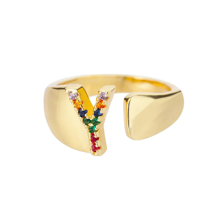 Ja - Gouden RVS Initial Ring