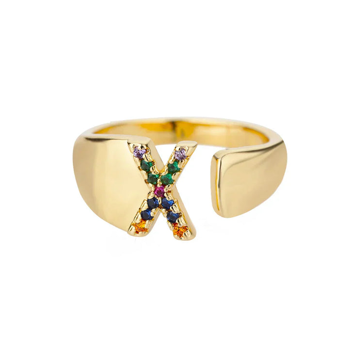 Xhale - Gouden RVS Initial Ring