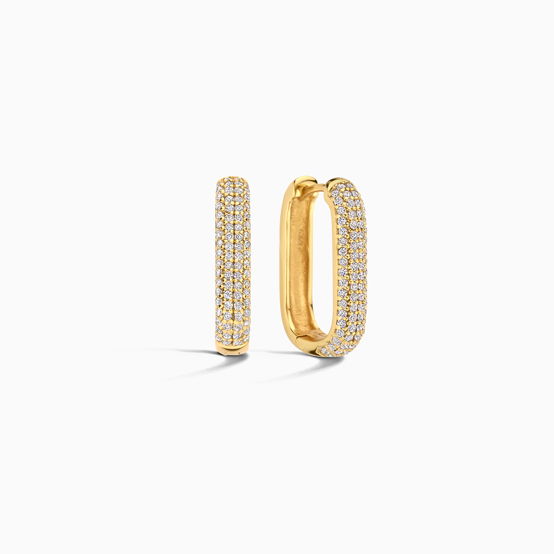 Icon Pavé Hoops | Wit Goud