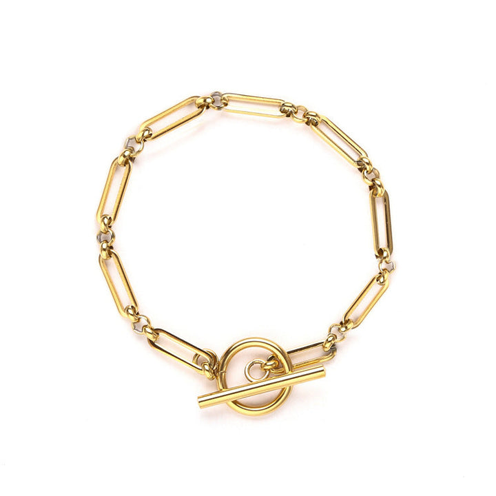 Link T-Bar Armband | Wit Goud