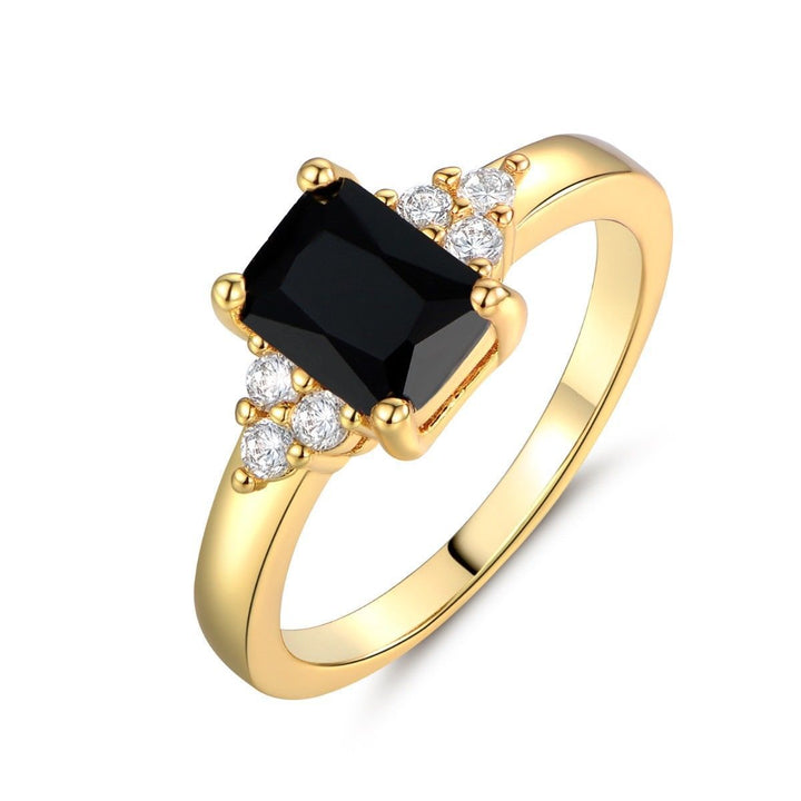 Zwarte Spinel Baguette Ring | Goud