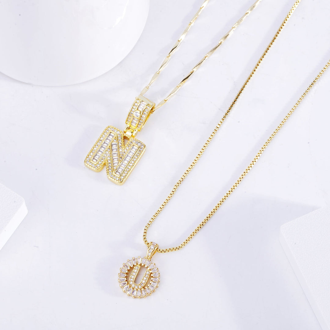 Moissanite letter initialen ketting set | Wit Goud