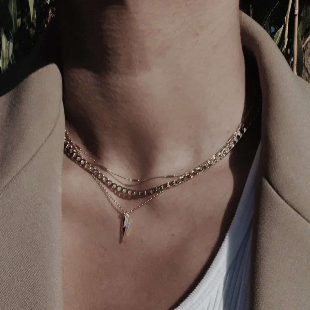 Platte Link Curb Ketting | Goud