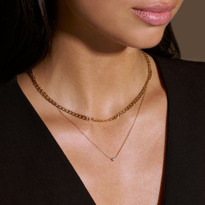 Platte Link Curb Ketting | Goud