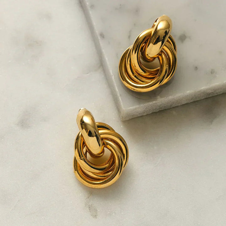 Statement Interlocking Oorbellen | Wit Goud
