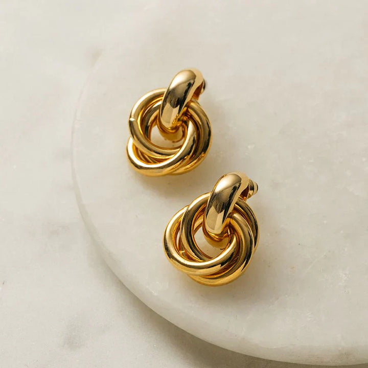 Statement Interlocking Oorbellen | Wit Goud