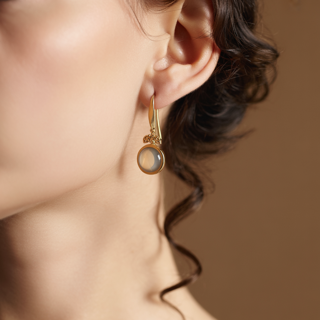 Vintage Groene Maansteen Oorbellen