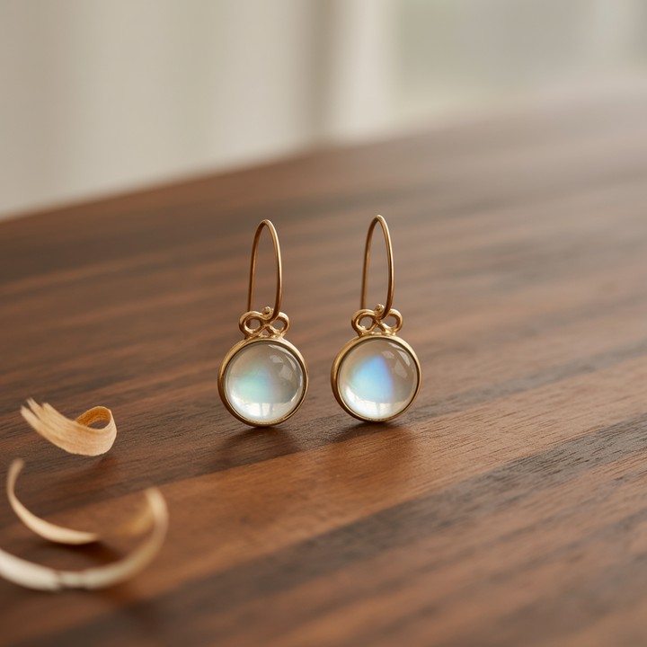 Vintage Groene Maansteen Oorbellen