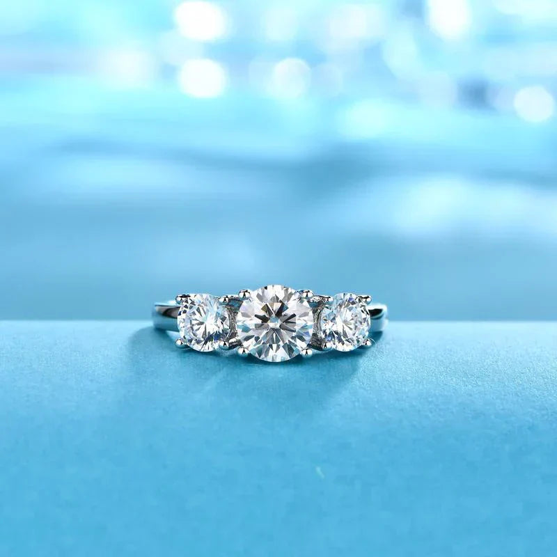 Clare Drie Steen Ring | Wit goud