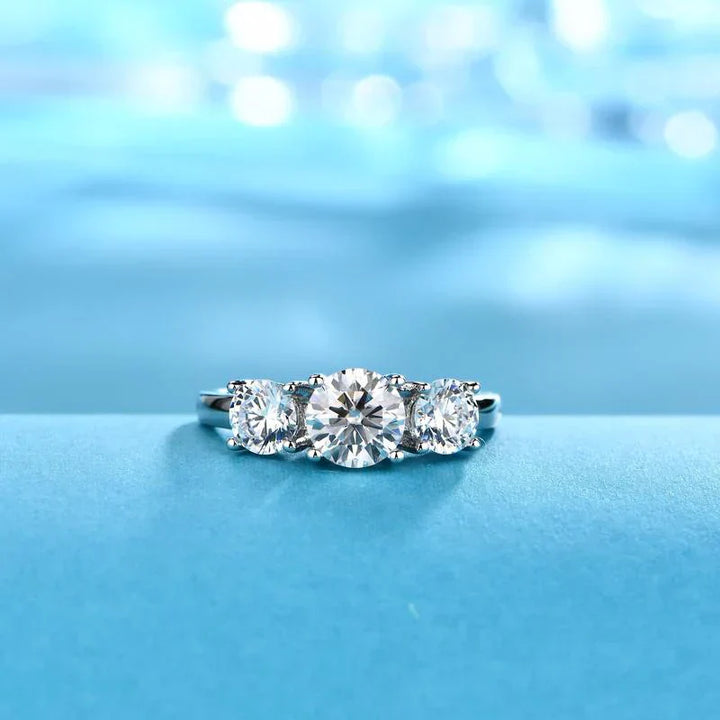 Clare Drie Steen Ring | Wit goud