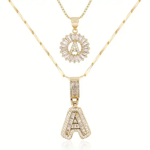 Moissanite letter initialen ketting set | Wit Goud