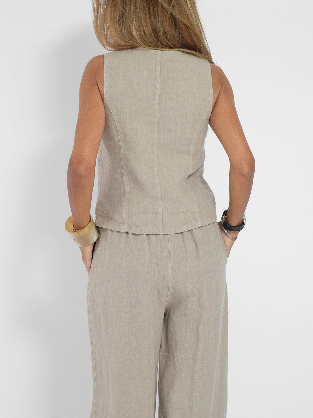 Aira - Geknopt Vest & Brede Pantalon Set