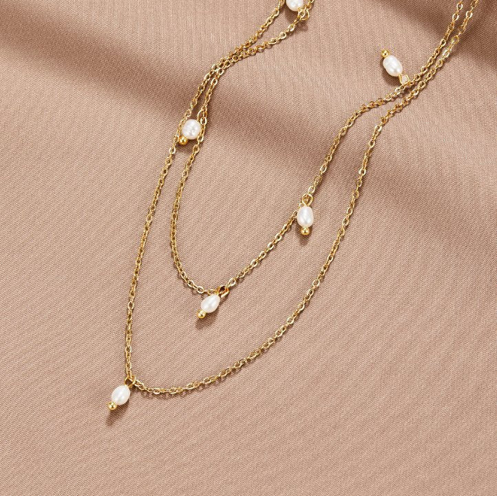 Kay Pearl Drop Gelaagde Ketting