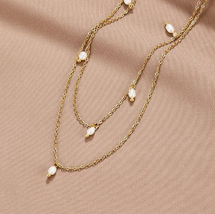 Kay Pearl Drop Gelaagde Ketting
