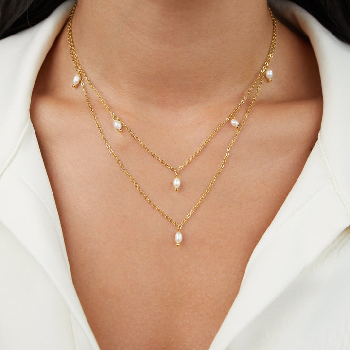 Kay Pearl Drop Gelaagde Ketting