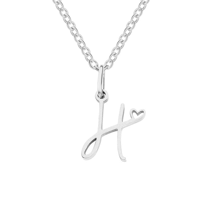 Zilveren Letter Hart Ketting