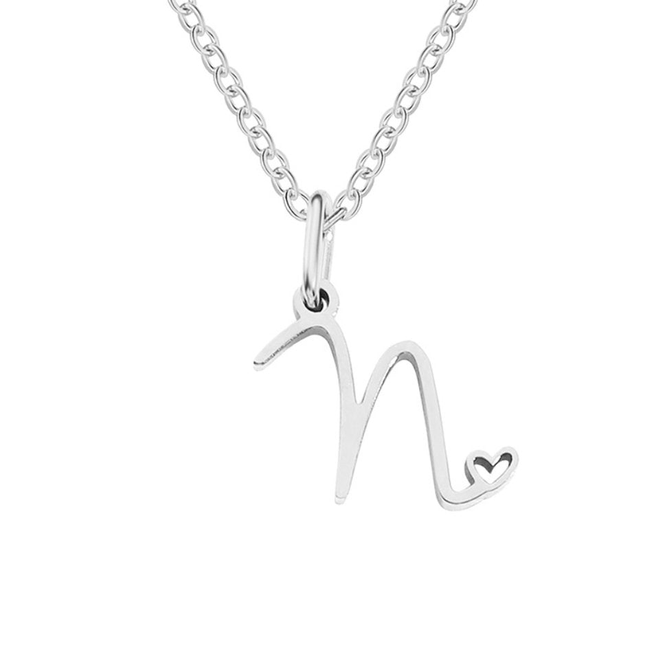 Zilveren Letter Hart Ketting