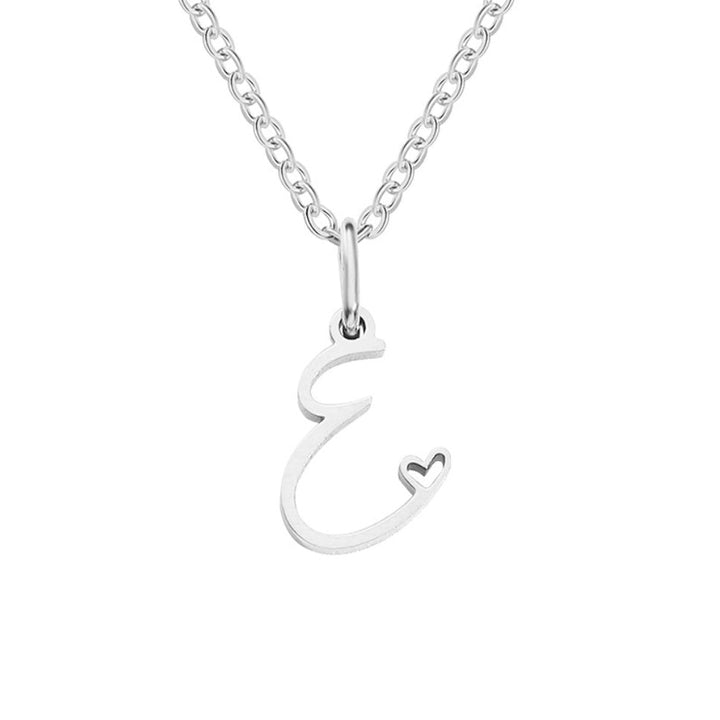 Zilveren Letter Hart Ketting
