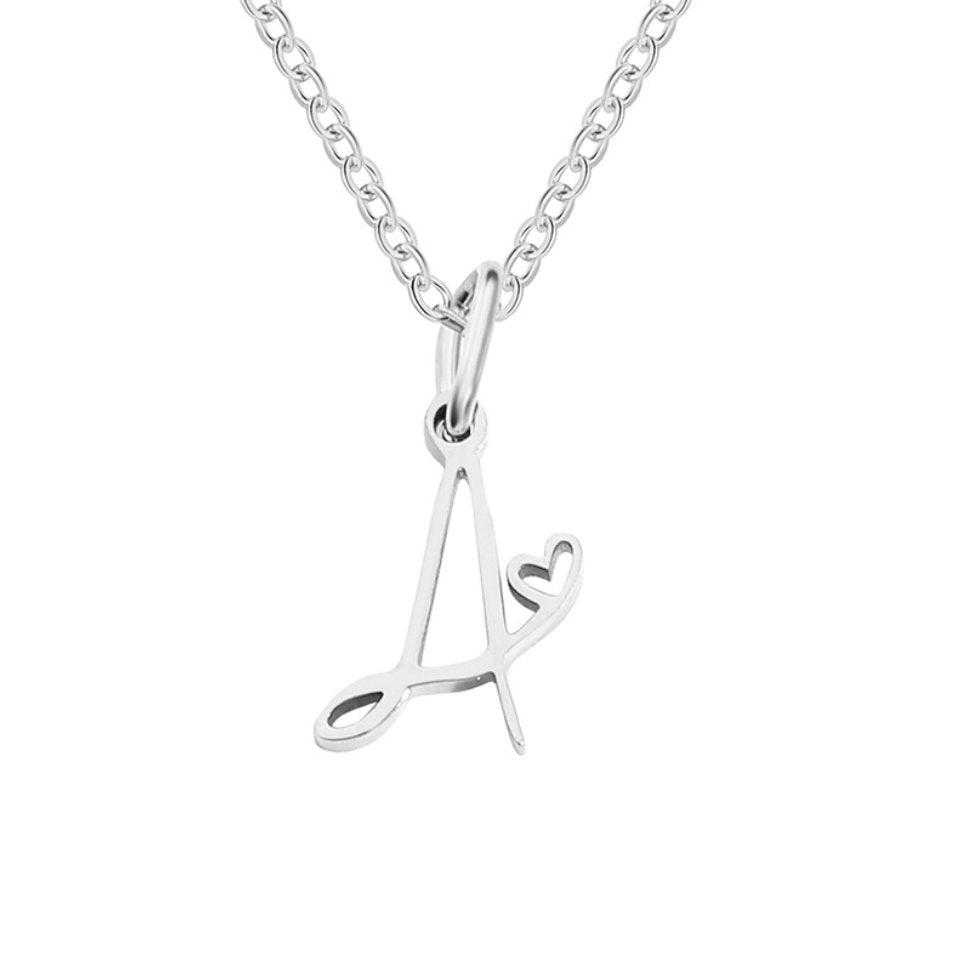 Zilveren Letter Hart Ketting