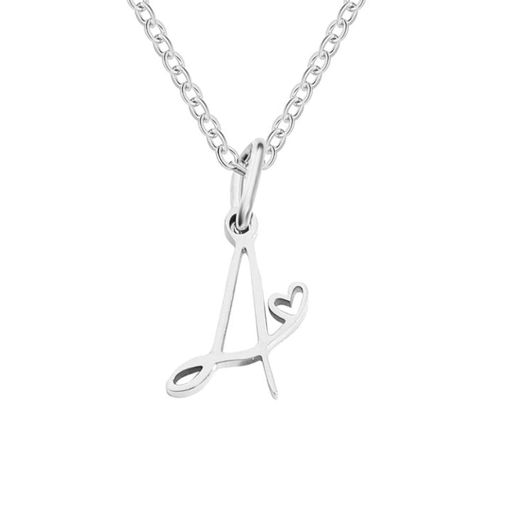Zilveren Letter Hart Ketting