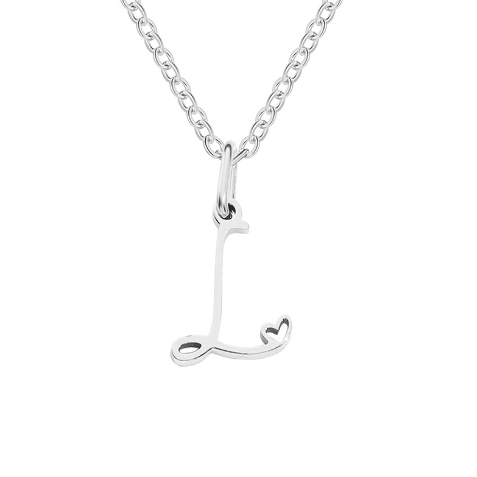 Zilveren Letter Hart Ketting