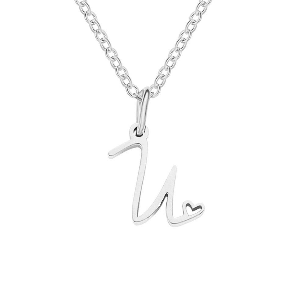 Zilveren Letter Hart Ketting
