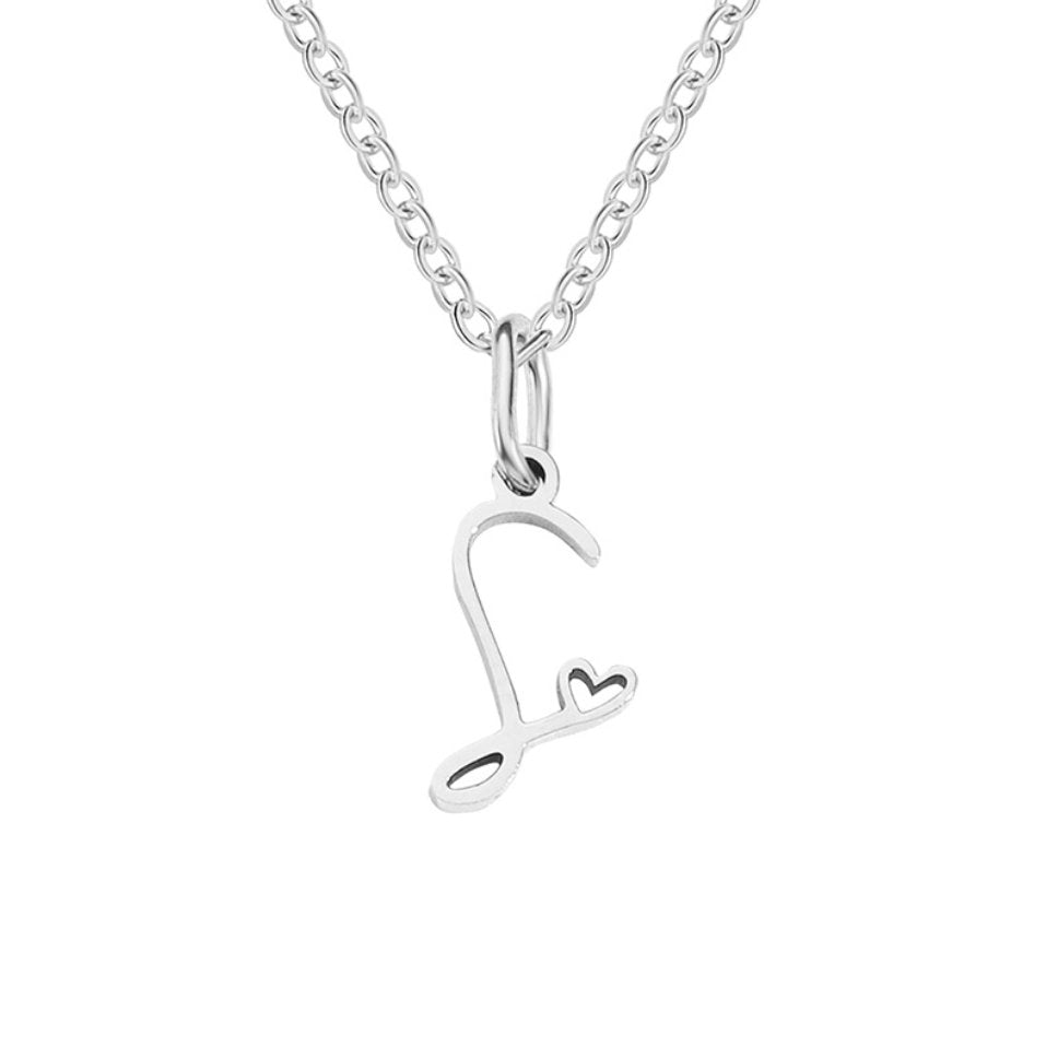 Zilveren Letter Hart Ketting