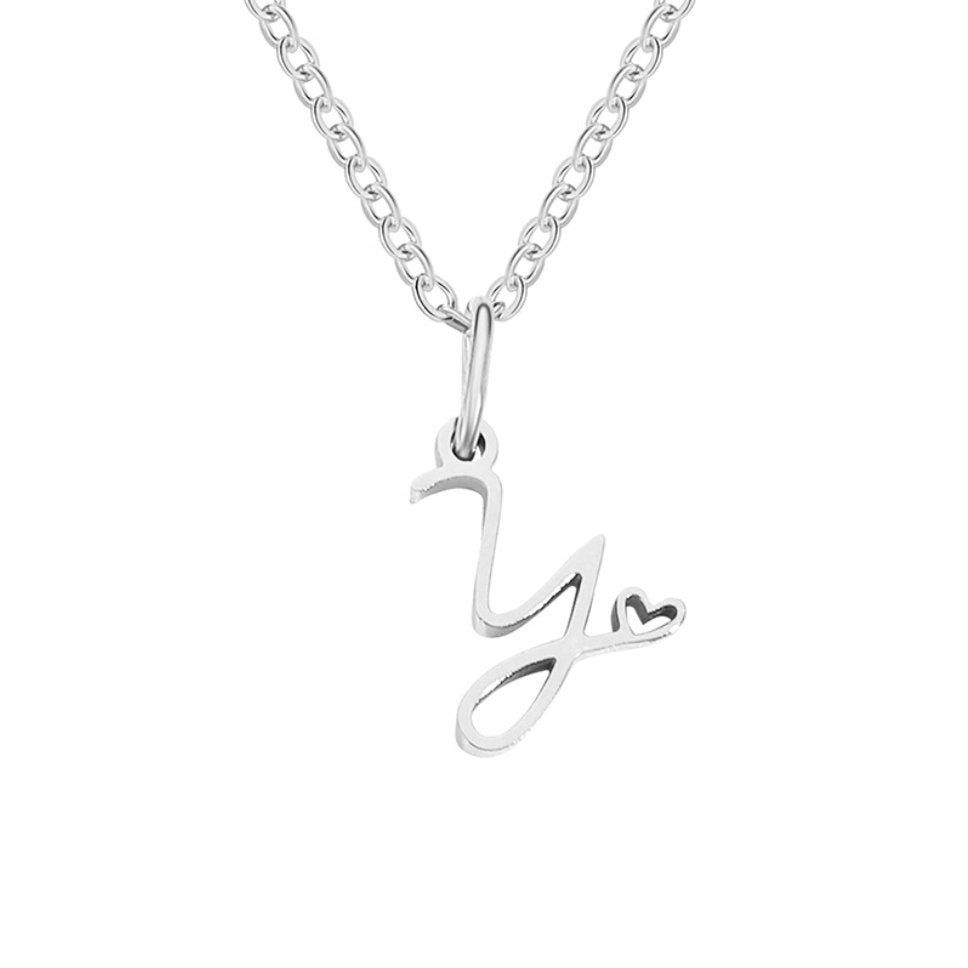Zilveren Letter Hart Ketting