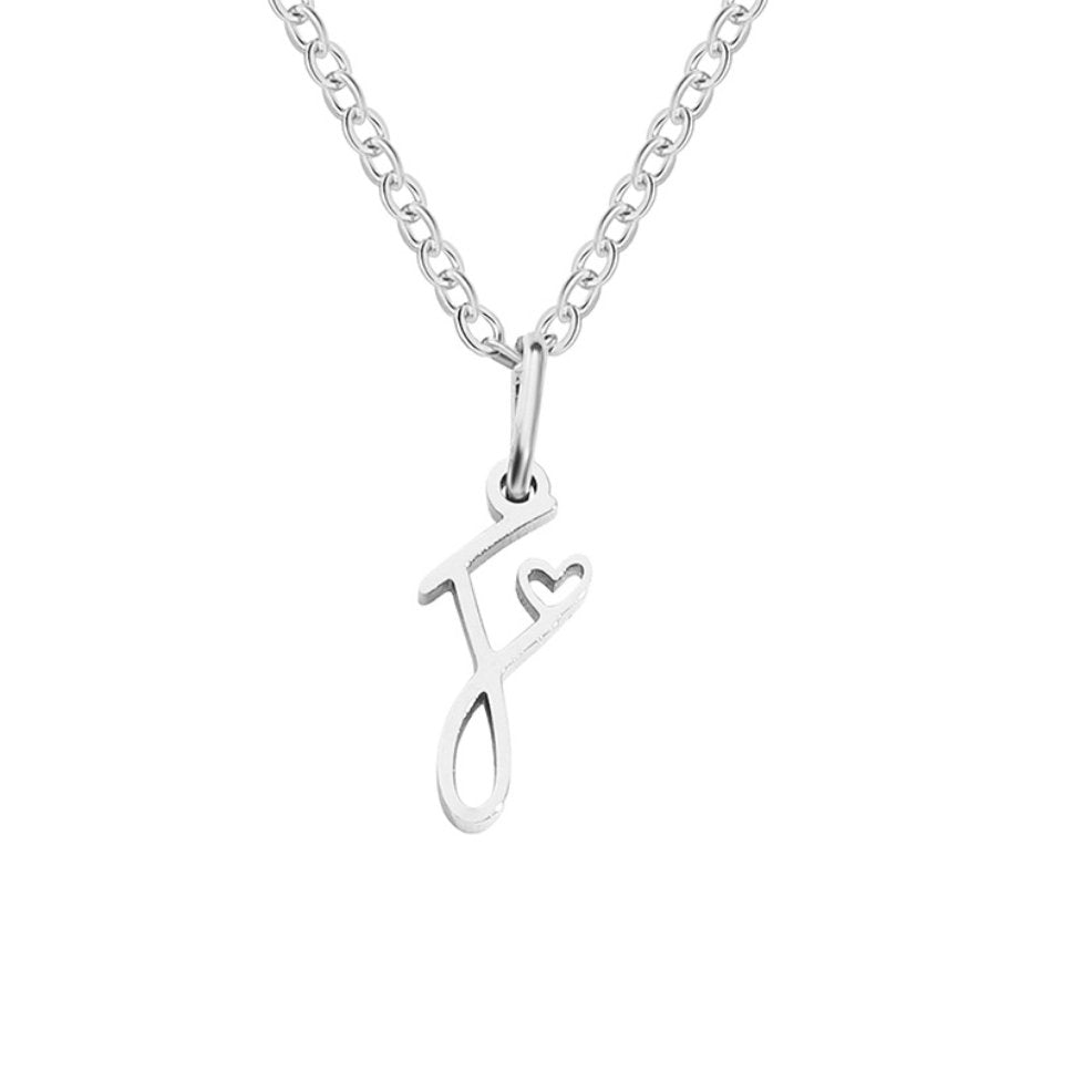 Zilveren Letter Hart Ketting