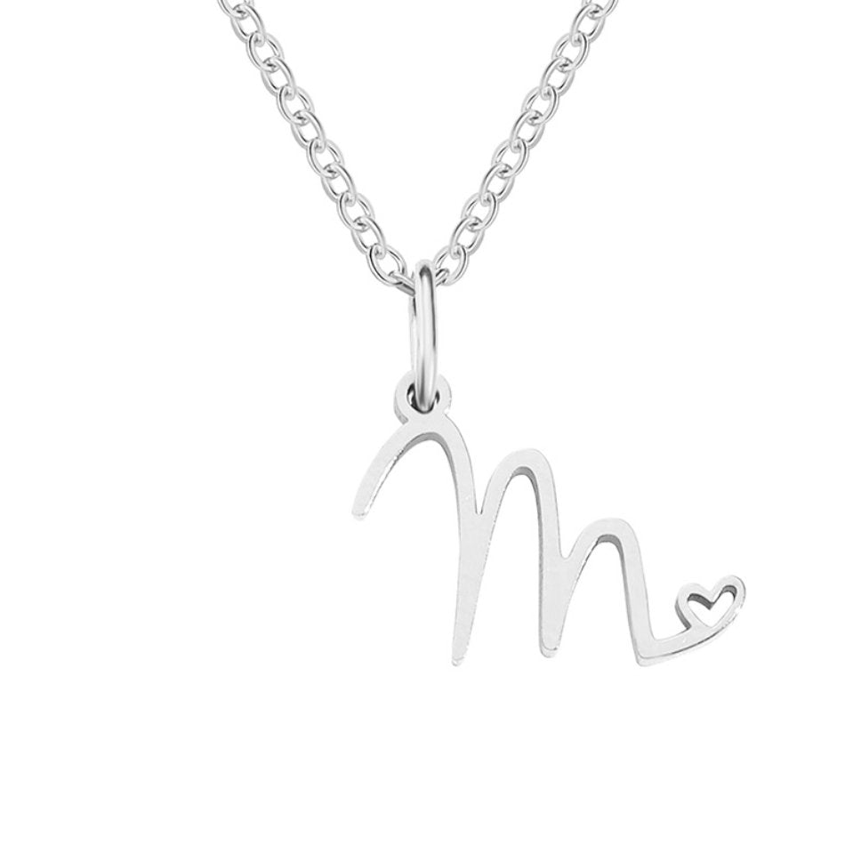 Zilveren Letter Hart Ketting