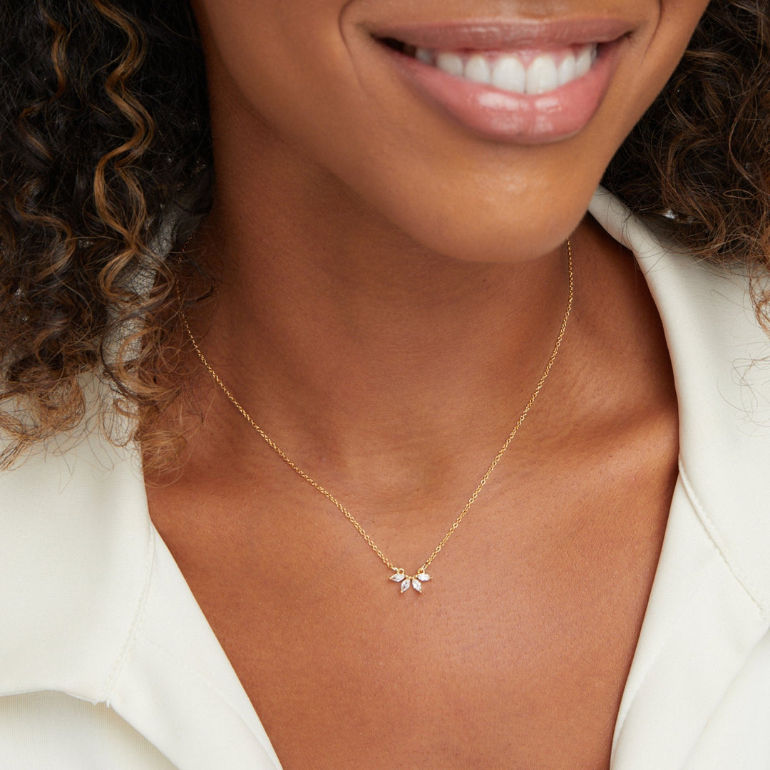 Omelia Kristallen Blad Ketting