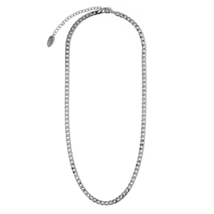 Flat Link Curb Chain Necklace | Wit Goud